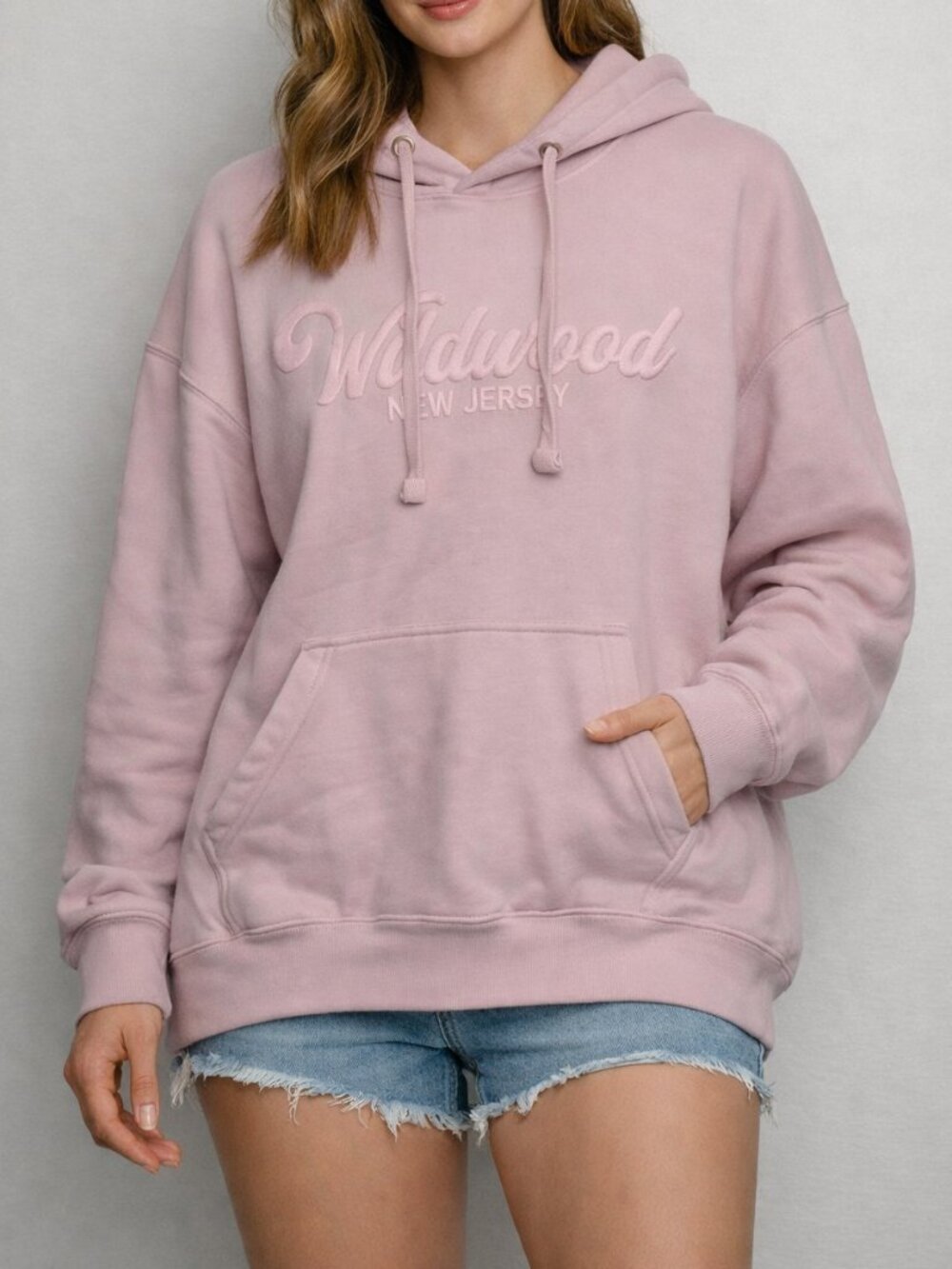 Wildwood New Jersey Pullover Hoodie Sweatshirt Light Pink Size M